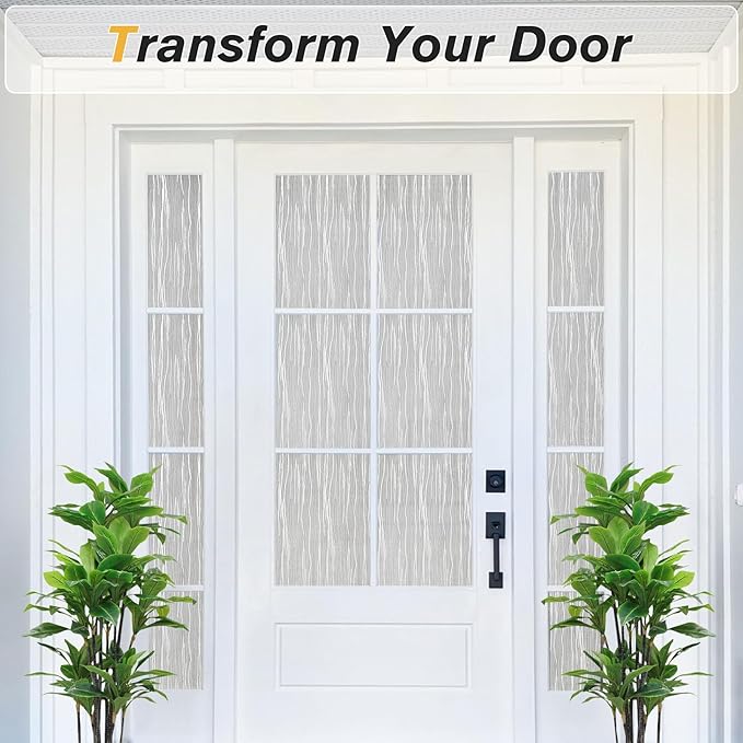 Haton Window Privacy Film, Frosted Glass Privacy Window Clings, Sun Blocking Frosting Opaque Coverings, Static Cling Removable Decorative Stickers for Home Door, Non-Adhesive 17.5" x 157.4"