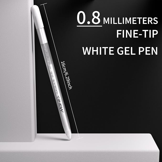 RVOGJP White Gel Pen Set, 3 Pack, 1mm Gel Ink Pens Opaque White Archival Ink Pens for Black Paper Drawing, Sketching, Illustration, Card Making, Bullet Journaling