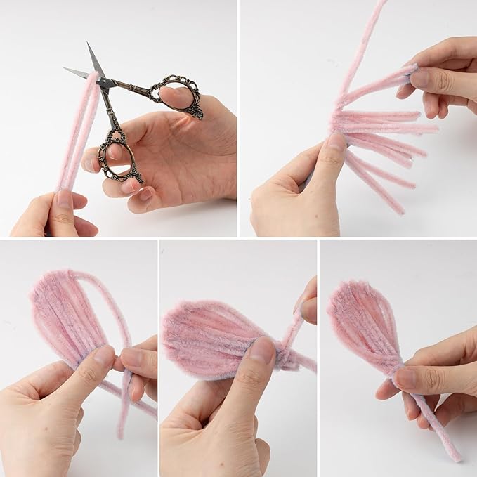 Caydo 300 Pieces Pink Pipe Cleaners, Thick Fluffy Chenille Stems, Pipe Cleaner Crafts for Arts & Crafts, Perfect for Making Animals, Flowers, and Festive Decorations