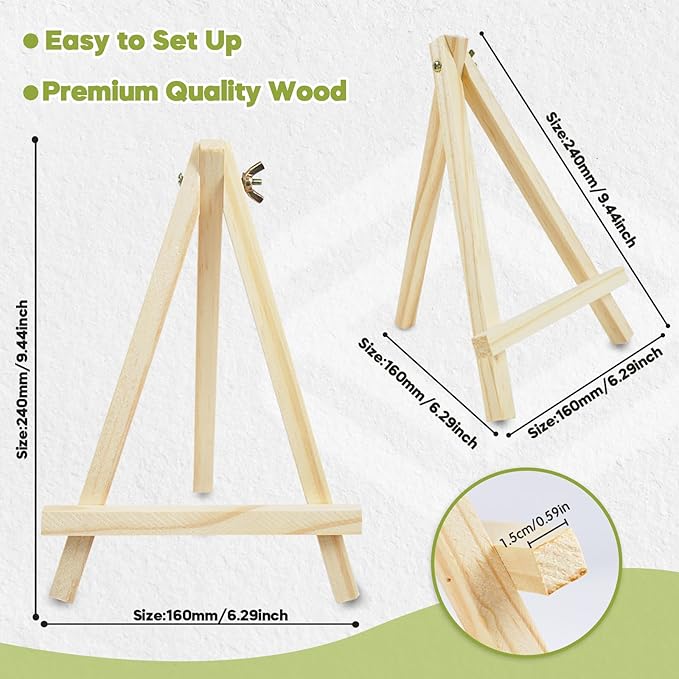 CONDA 6 Pack A-Frame Wood Easels, Tabletop Easels for Painting, Canvases, Display, and Party, Easel Stand for Students, Artists and Beginners, Brown