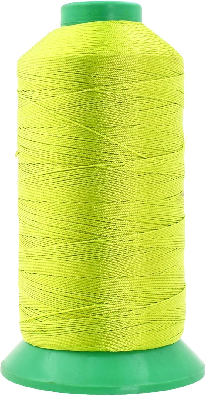 Mandala Crafts Bonded Nylon Thread - Lime Green Heavy Duty Sewing Threads - 1250 YDs Size 138 420D T135 Tex 135 for Leather, Jeans, Weaving, Outdoor, Marine, Upholstery