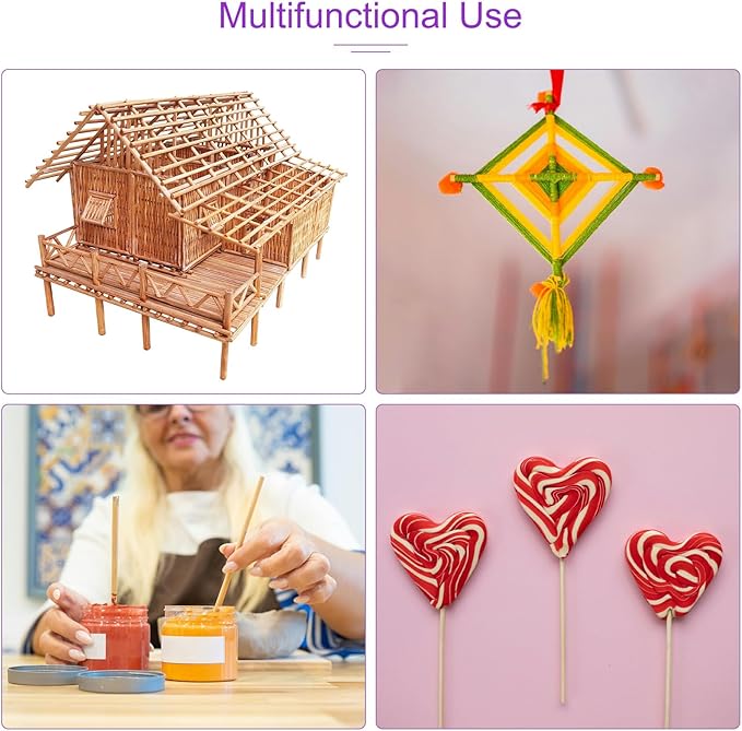 DMiotech 50 Pack 1/4" x 18" Wooden Dowel Rods Unfinished Natural Sticks Wood Craft Sticks for Home Decor Projects and Making DIY Craft,Wood Color