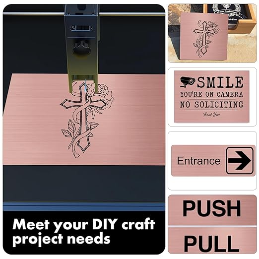 5PCS Laser Engraving Double Color ABS Plastic Sheet,Two-Tone Laserable Engraving Plastic Sheets for Name Badge,Office Label,Laser Product,Size 11.73" x 11.73",Brushed Rose Golden/Black
