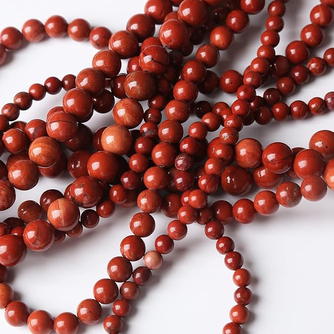 90PCS 4MM Red Jasper Beads Round Loose Stone Beads for Jewelry Making DIY Energy Stone Healing Power Bracelet 15"