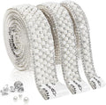 3 Rolls Pearl and Rhinestone Ribbon Self Adhesive,Pearls for Crafting,Bling Crystal Tape with Pearl Trim,DIY Rhinestone Stickers for Wedding, Party,Phone,Shoes,Crafts Decoration