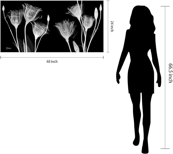 Empire Art Direct Frameless Free Floating Tempered Glass Panel Graphic Flower Wall Art Ready to Hang, 24" x 48", Gentian X-ray