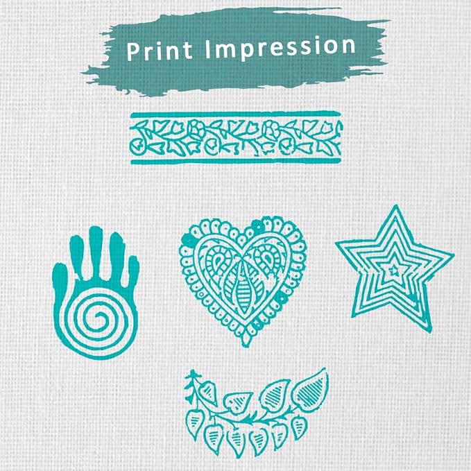 Wooden Block Stamp Hand Carved Printing Stamp for Fabric Printing - Wooden Printing Block for Scrapbooking Pottery Kids Project, to Decorate Card | Set of 5 | HASHCART®