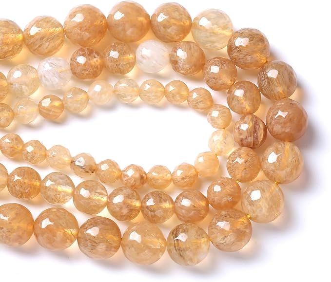 60pcs 6mm Natural Faceted Tea Watermenlon Jade Stone Beads for Jewelry Making Energy Healing Beads DIY Bracelet Necklace Accessories 15" (6mm, Faceted Tea Yellow Jade)
