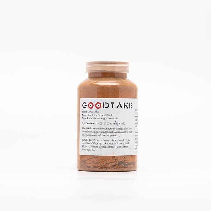GOODTAKE Concrete Pigment, Orange Iron Oxide Pigment Powder, Cement Color Pigment Concrete Dye Color Pigment for Cement Mortar Grout Pastel Tile Paint (Orange, 4 oz)