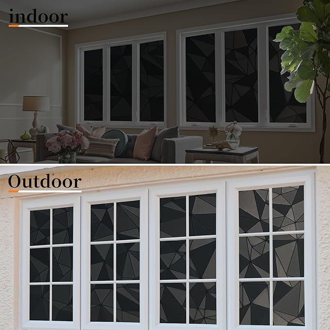 Niviy Blackout Window Privacy Film with Installation Tools Static Cling 100% Light Blocking Room Darkening, Heat Control Removable Window Tint for Home, Black Out Window Cover 23.6" by 118"