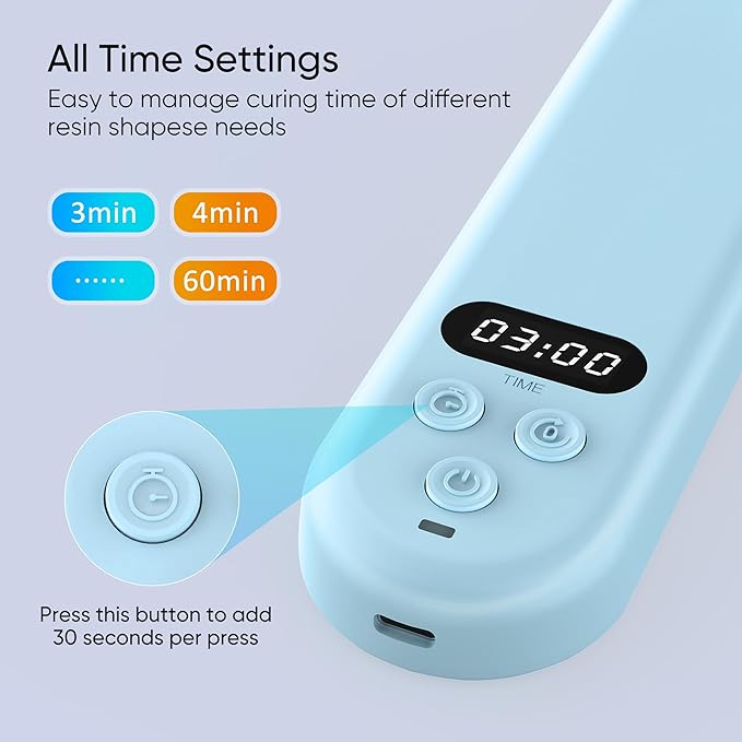PPESULK Cordless UV Light for Resin Curing, Rechargeable Fast UV Light with 34 Beads and LCD Timer Display, Foldable Resin Curing Machine for Resin Molds, DIY Crafts, Jewelry Making(Blue)