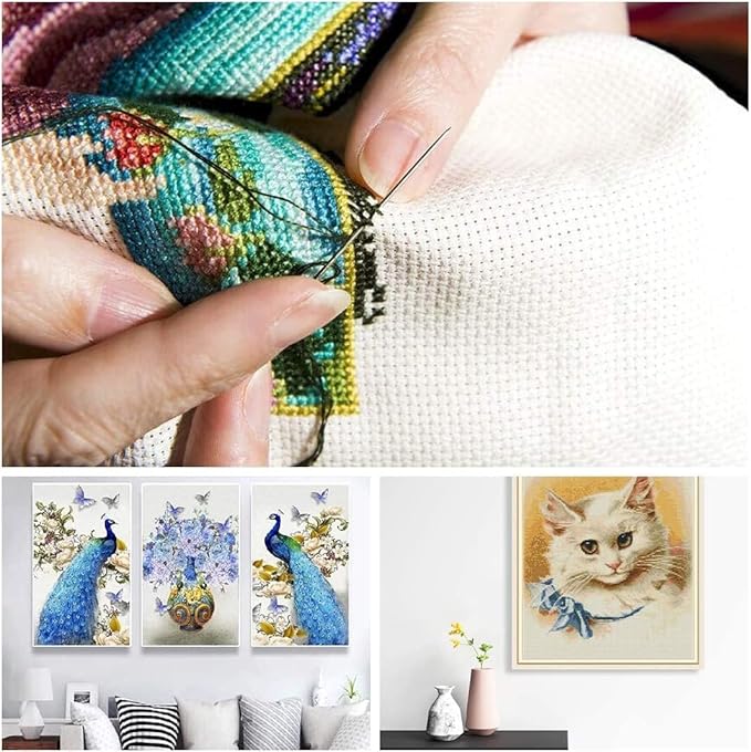 MYFAMIREA Cross Stitch Aida Fabric 11 Count, 59 by 39 Inch Large Size, Classic Reserve Cross Stitch Aida Cloth for Home DIY Embroidery Decoration