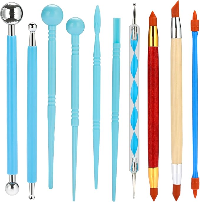 Polymer Clay Tools, Modeling Dotting Tools, Silicone Clay Sculpting Tool, Air Dry Clay Kit for Painting Embossing Scoring Modeling, Nail Art