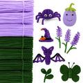 700 Pcs Halloween Fall Pipe Cleaners Craft Bulk Pastel Chenille Stems Flower DIY Gradient Colored Fluffy for School Classroom Thanksgiving Christmas Party Supplies(Purple,Green)