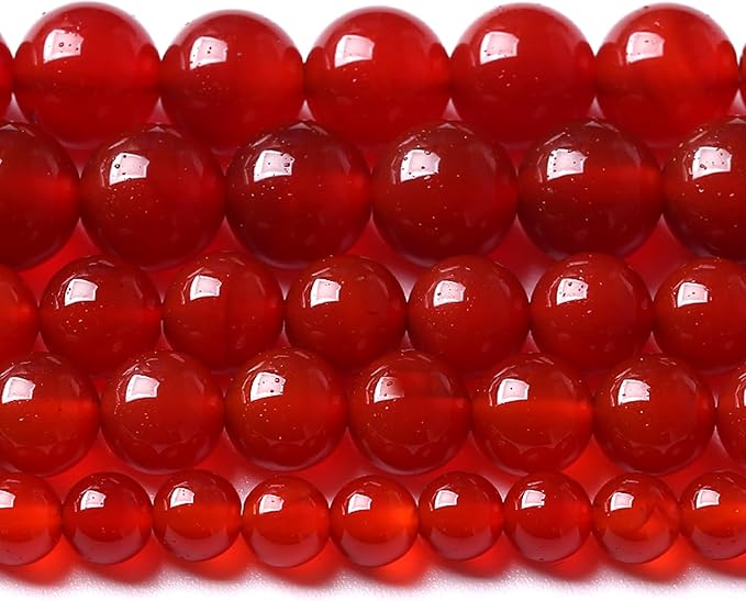 12MM 32pcs Semi-Precious Red Agate Beads Natural Stone Round Loose Beads for Jewelry Making DIY Bracelet Necklace 1 Strands 15"