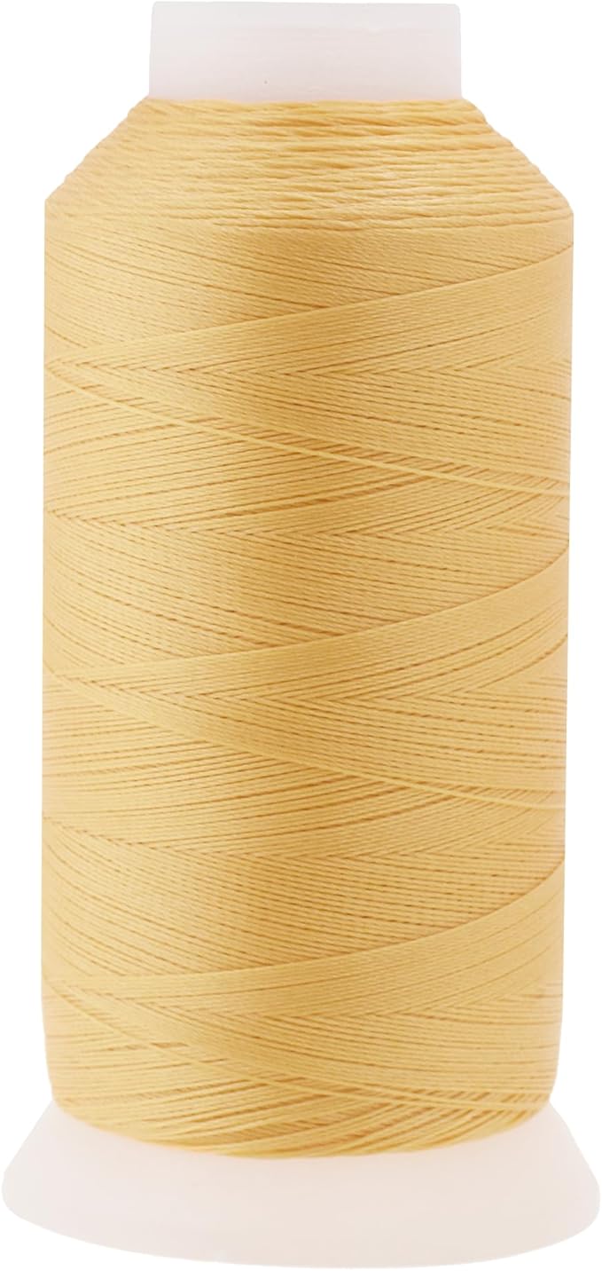 Mandala Crafts Blonde Heavy Duty Thread - 1500 Yds Tex 70 Thread for Sewing Drapery Jeans Leather Hair - Bonded Polyester for Outdoor Marine Upholstery