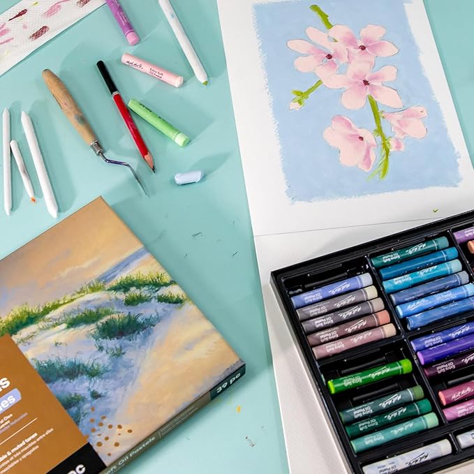 Mont Marte Extra Soft Oil Pastels Natural Hues Premium 26pc, Assorted Natural Colors, Vibrant and Buttery, Versatile Art Pastels for Blending, layering & Shading, Ideal for Coloring and Sketching