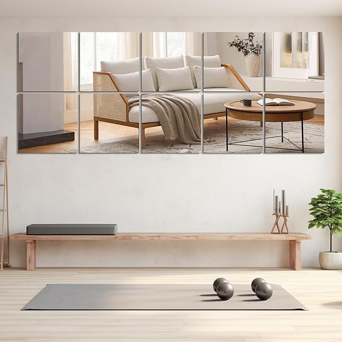 Vlush Home Gyme Mirrors 13'' x 13'' x 10PCS Adhesive Full Body Mirror Full Length Mirror Wall Mounted Mirrors Decorative for Home Gym, Door, Bedroom & Bathroom
