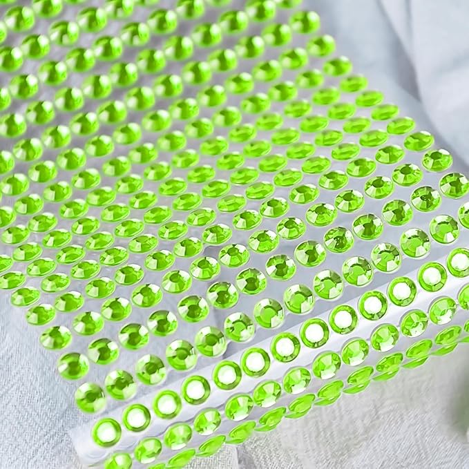 3090 Pcs 4 Sheets Rhinestone Stickers 3/4/5/6 mm Self Adhesive Craft Rhinestones Gems for Face Eyes Makeup Hair Body (Green-3/4/5/6mm)
