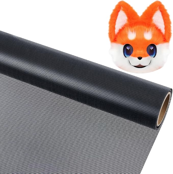 Fursuit Eye Mesh 78.74x15.74inch Black Waterproof PVC Plastic Mesh 0.45mm Thick Printable Fabric Meshs for Furry Cosplay, Props, Fursuits, Craft Making Home Decor Hole: 0.8mm