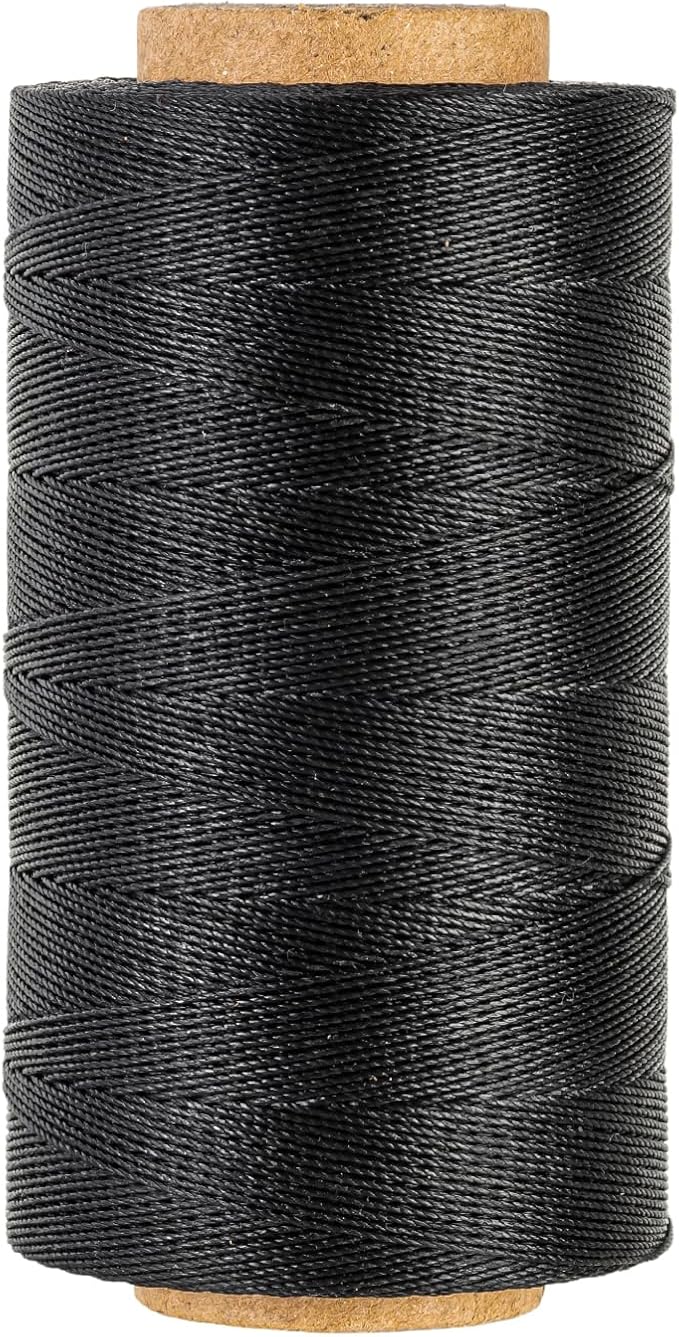 Sturdy Bonded Waxed Polyester Thread, 0.55mm, 437 Yards Wax String Cord - Black for Leather, Hand Sewing, Stitching, Beading, Bookbinding, Bracelets and Macrame Jewelry Making