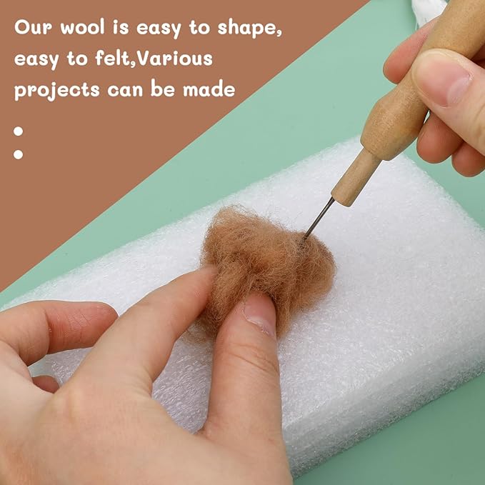 Wool Roving Bulk - 8.82oz Super Wool Chunky Yarn, Wool Roving Top for Needle Felting, Soft Felting Wool Supplies for Hand Spinning, Felting, Blending, Weaving and DIY Craft (Coffee Brown)