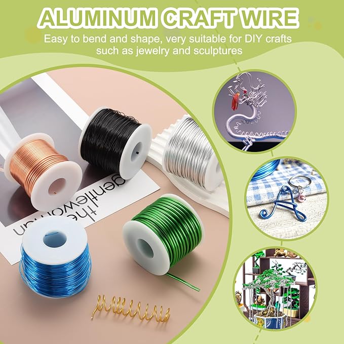 MECCANIXITY 12 Gauge Anodized Aluminum Craft Wire Bendable Bonsai Training Wire 98 Feet 2mm for Sculpting Crafts Wreath Floral Beading Jewelry Making, Black
