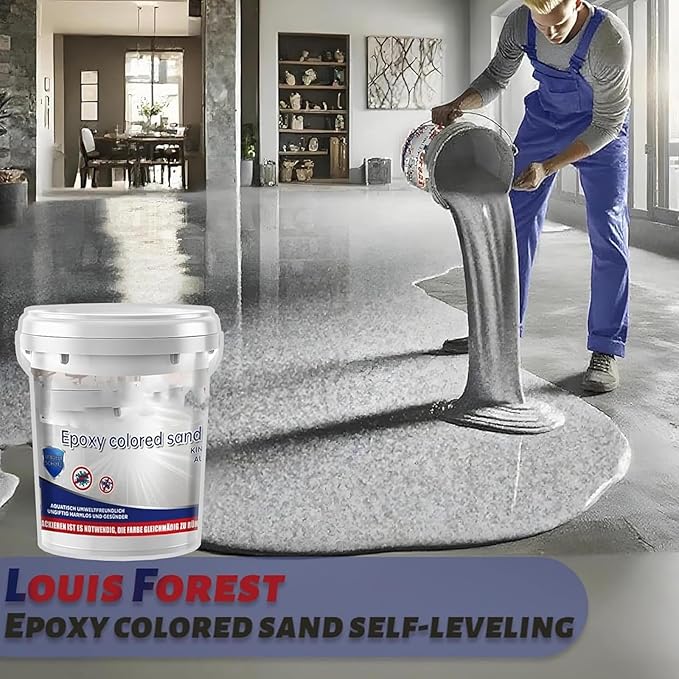 Epoxy Floor Paint, Epoxy Colored Sand Floor Paint, High-Gloss Marble Effect Self-Leveling Coating, Waterproof, Non-Slip, Ultra-Durable for Garage, Basement, Wood Floors (Purple,44 lb)