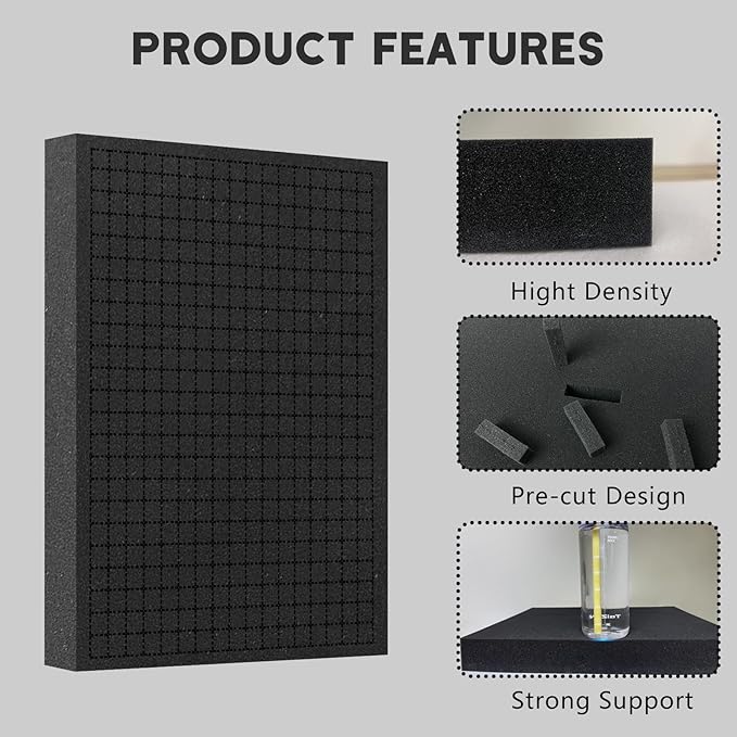 Pick and Pluck Foam Sheets, 2Pcs 16 x 12 x 2 Inch Pick Apart Foam Insert for Camera Storage, Crafts, Tool Box, Storage Drawer