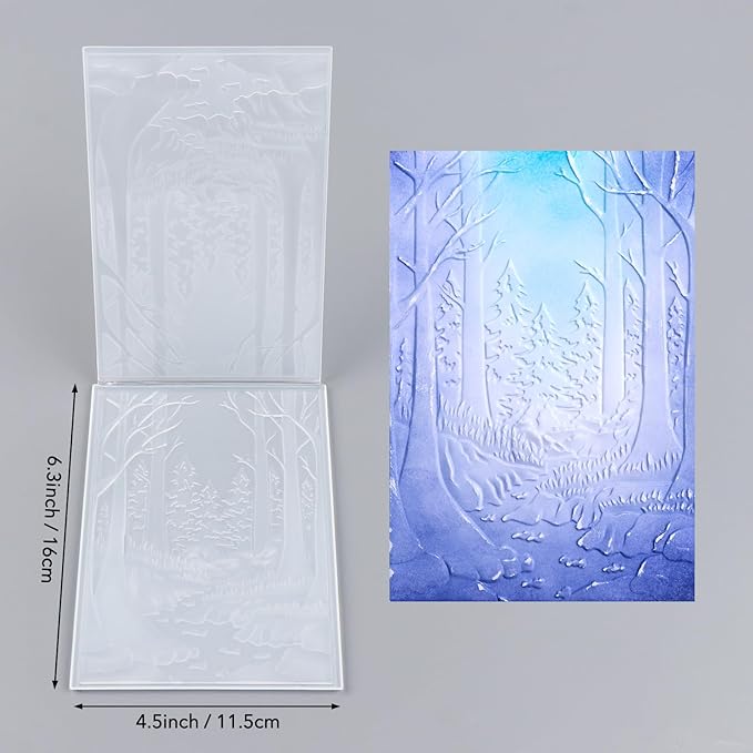 BAOFALI 3D Embossing Folder for Card Making,Deep Forest, Trees Texture Plastic Texture Fades Embossing Folder Template for Scrapbooking Cardstock Album DIY Decoration Paper Crafting 6.3x4.5inch