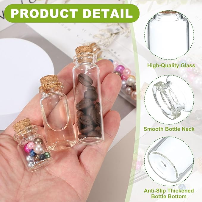 uxcell 6Pcs Mini Glass Bottles with Cork Stoppers, 60ml Small Clear Bottles Glass Empty Jars Vials for DIY Crafts Party Wedding Decor Favors