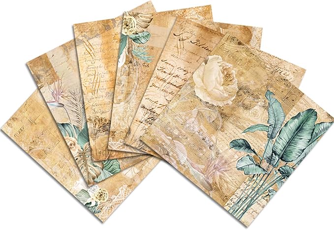YASMEN Scrapbook Paper Pad 12x12, Vintage Patterned Cardstock, Single-Sided Decopodge, Retro Decorative Craft Paper, Scrapbooking Junk Journal Gift Card Making Supplies - 24 Sheets