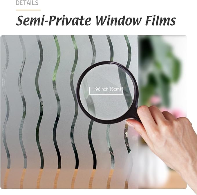 LEMON CLOUD Window Film for Privacy and Light Protection，Non Adhesive Removable Glass Covering Opaque Window Sticker Self Static Cling Vinyl Glass Film for Home Office (17.5 x 157.4 Inch,Wavy)
