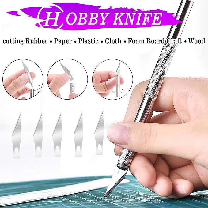 WAYCOM 18 Pcs Rubber Stamp Making Kit, Linoleum Cutter Set, Craft Ink Pad, Hobby Knife, Pencil for DIY Stamp Carving Craft