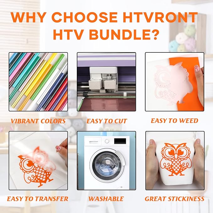 HTVRONT HTV Heat Transfer Vinyl Bundle - 20 Pack 12'' x 3FT Iron on Vinyl for All Cutting Machine, Easy to Use Heat Transfer Vinyl for T Shirts, HTV Vinyl Bundle with 20 Assorted Colors