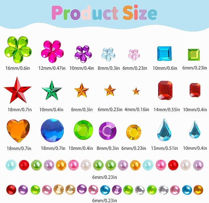 6059 PCS Gem Stickers,Gem for Crafting,Jewels Rhinestones for Crafts,Self Adhesive Stick on Gems Gemstones Diamond Stickers for Face Scrapbook Supplies DIY Craft Art,Heart Pearl Small Sticker for Kids