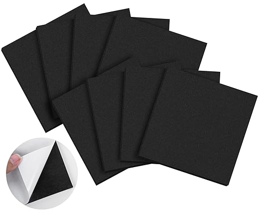 ToLanbbt 8 PCS Adhesive Foam Padding Sheets Closed Cell Neoprene Foam Sheet 1/4" Thick, 4" x 4" Self Stick Insulation Anti Vibration Pads Anti-Slip for Furniture, Cars, Speakers, DIY
