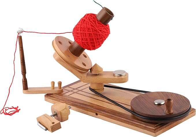 Yarn Winder – Large Handcrafted Wooden Ball Winder for Knitting, Crocheting & Weaving – Heavy-Duty Natural Rosewood & Beachwood Signature Yarn Winder for 8-12 oz Yarn Cakes