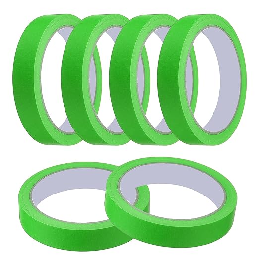 MECCANIXITY Masking Tape 0.7 Inch x 21 Yard Painter's Tape Green Paint Tapes for DIY Crafts Arts Drawing Decoration Labeling Car Painting Artist Teachers, Pack of 6