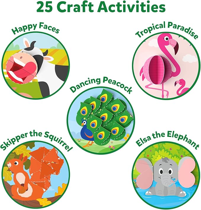 Skillmatics Scissor Skills Activity Book - Snip Snip Animals, Stocking Stuffers, 25 Fun Cutting & Creative Activities, 2 Child-Safe Scissors, Felt Craft Kit, Christmas Gift for Kids Ages 3, 4, 5, 6, 7