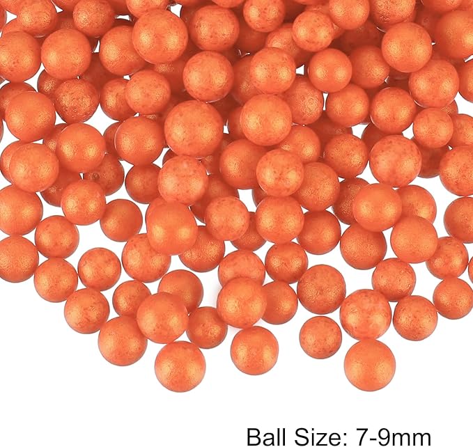 MECCANIXITY Foam Beads Foam Balls 7-9mm for Wedding and Party Decorations, Tiny Packing Balls, Arts DIY Crafts Supplies (Bright Orange,1 Pack Approx 3000pcs)