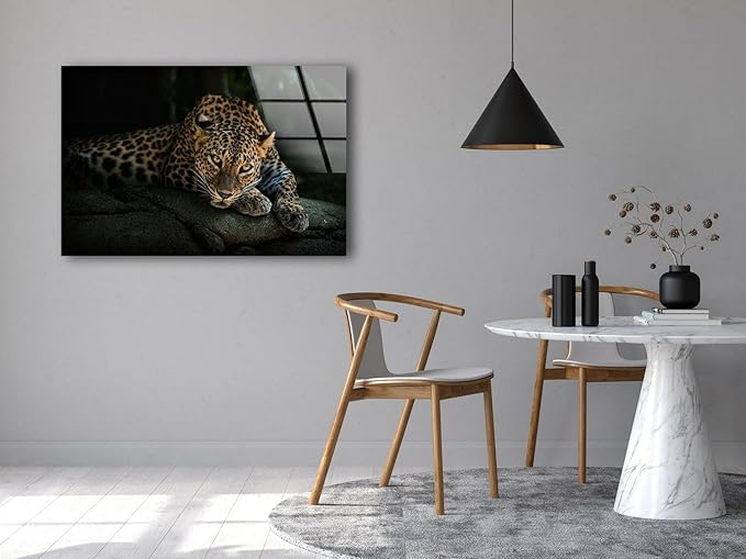 My Photostation.com Round 31,5'' Fierce Leopard Glass Wall ArtTempered Glass Printing Wall Decor Large Wall Art Wall Hangings