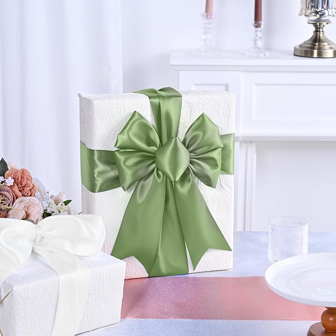 Sping Moss Satin Ribbon 3 Inch X 15 Yards Solid Color Double Faced Ribbons Perfect for Crafts Wedding Decor Bow Making Arts Sewing and More