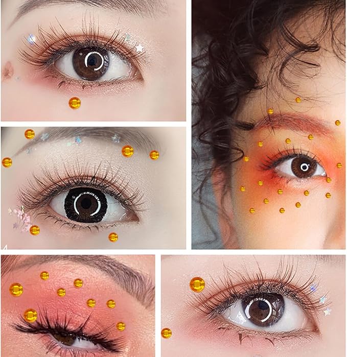1799 Pcs 4 Sheets Rhinestone Stickers 3/4/5/6 mm Self Adhesive Rhinestones Gems for Face Eyes Makeup Hair Body (gold-3/4/5/6mm)