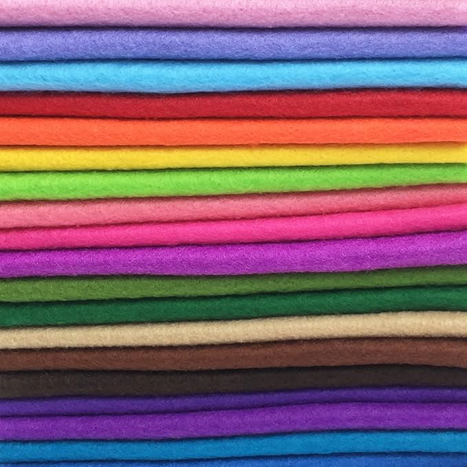 28pcs Thick 1.4mm Soft Felt Fabric Sheet Assorted Color Felt Pack DIY Craft Sewing Squares Nonwoven Patchwork (25x25cm)