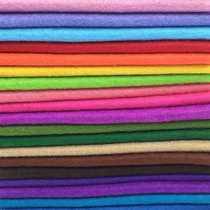 flic-flac 28pcs Large 17.8 x 17.8 inches (45cmx45cm) Acrylic Felt Soft Nonwoven Fabric DIY Craft Work Patchwork Sewing Mixed Color 1.4mm Thick