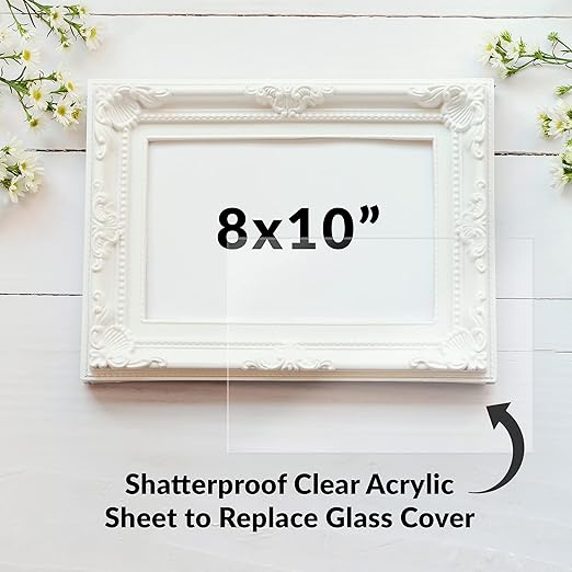 SimbaLux Acrylic Sheet Clear Plexiglass 8” x 10” 0.04” Thick (1mm) Pack of 5 Transparent Plastic Plexi Glass Board with Protective Paper for Photo Frame Replacement, DIY Display Projects, Craft