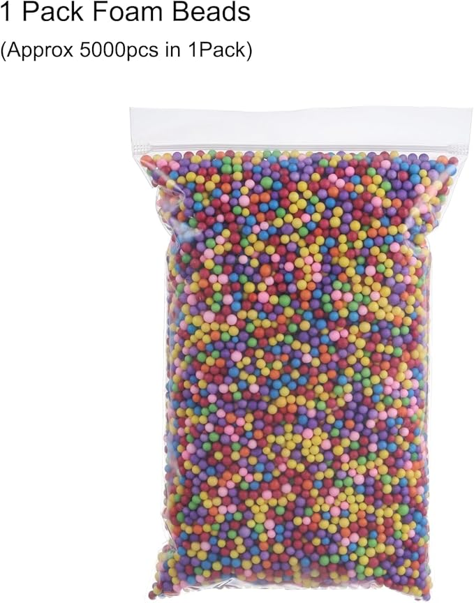 MECCANIXITY Foam Beads Foam Balls 4-6mm for Wedding and Party Decorations, Tiny Packing Balls, Arts DIY Crafts Supplies (Multicolored,1 Pack Approx 5000pcs)