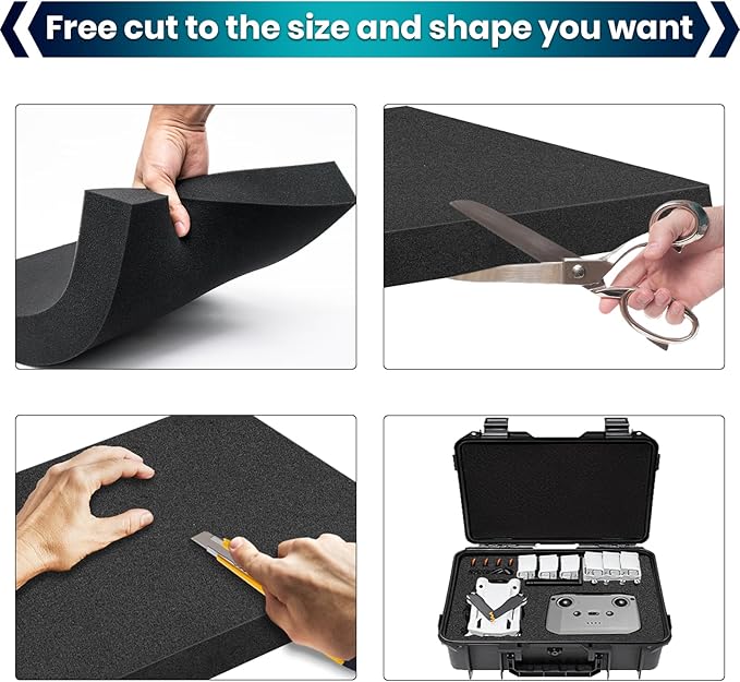 5 Pcs 16 x 12 x 2 Inches Polyurethane Foam - Foam Inserts for Cases Packing Foam Black Craft Foam Sheets for Packing Padding 2 Inch Thick for Camera Toolbox Storage