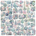 Vintage Vellum Stickers Floral Plants Elements Scrapbooking Supplies Flowers Botanic Natural Translucent Paper Self-Adhesive Junk-Journal Items (Succulent)